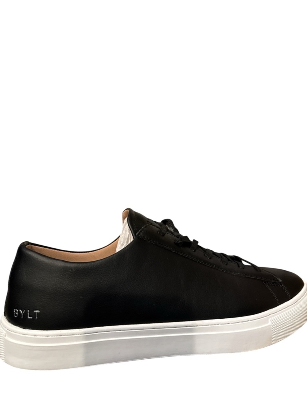 Black Leather Low-Top Sneaker with White Sole